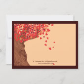 Love Couple Falling Hearts Oak Tree Couples Shower Kaart (Achterkant)