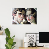 Love Couple Vintage Poster (Bureau à domicile)