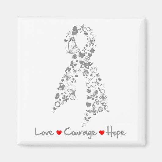 Love Courage Hope Butterfly - Brain Cancer Magneet (Voorkant)