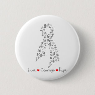 Love Courage Hope Butterfly - Brain Cancer Ronde Button 5,7 Cm