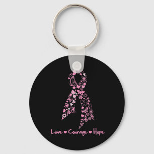 Love Courage Hope Butterfly - Breast Cancer 2 Sleutelhanger