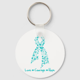 Love Courage Hope Butterfly - Ovarian Cancer Sleutelhanger
