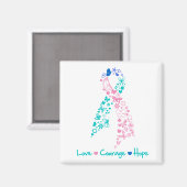 Love Courage Hope Butterfly - Thyroid Cancer Magneet (Voorkant / Achterkant)