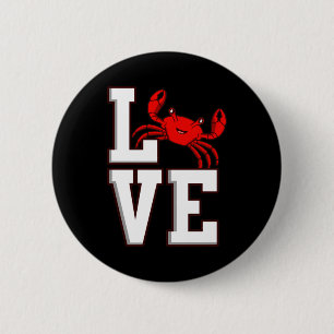 Love Crabs Seafood Crabbing Crab Lobster Zee Ronde Button 5,7 Cm