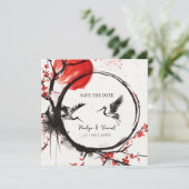 Love Cranes and Cherry Blossom Save the Date (Debout devant)