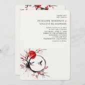 Love Cranes and Cherry Blossom Wedding Invitation (Devant / Derrière)