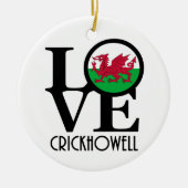 LOVE Crickhowell Wales Keramisch Ornament (Voorkant)