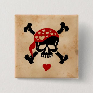 Love & Crossbones Vierkante Button 5,1 Cm