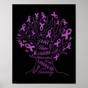 Love Cure Fibromyalgie Bewustzijn Paarse lintboom Poster