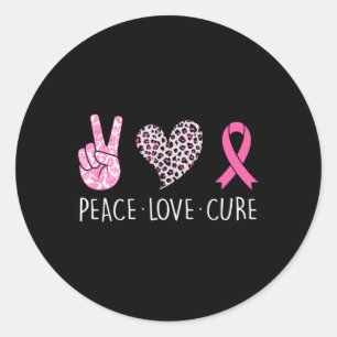Love Cure Hart Roze Lint Borstkanker Awarenes Ronde Sticker