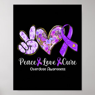 Love Cure Paarse lint Overdosis Awareness Gifts Poster