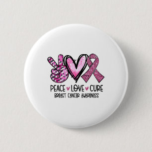 Love Cure Roze Lint Kanker Borst Bewustzijn 1 Ronde Button 5,7 Cm