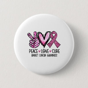 Love Cure Roze Lint Kanker Borst Bewustzijn Ronde Button 5,7 Cm