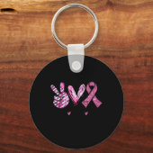 Love Cure Roze Lint Kanker Borst Bewustzijn Sleutelhanger (Voorkant)
