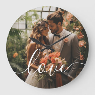 'Love' Custom paar foto Grote Klok