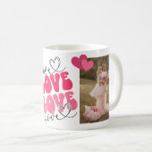 LOVE Custom Photos Coeurs Saint Valentin Mug (Devant droit)