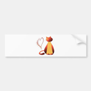 Love Cute Ginger Cat Digital Art Bumpersticker