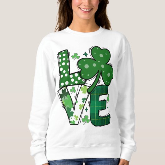 Love Cute Green St Patrick's Day Sweatshirt - C005 (Devant)