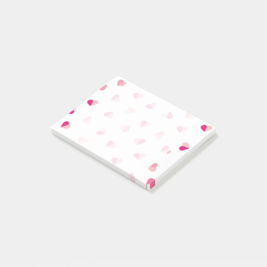 Love Cute Pink Heart Pattern Post-it® Notes (Schuin)