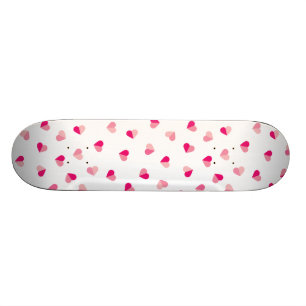 Love Cute Pink Heart Pattern Skateboard