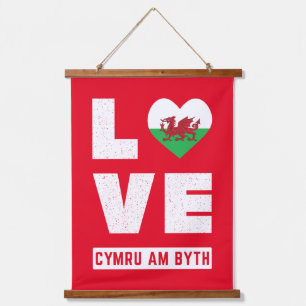 Love Cymru Am Byth Wales Flag Welsh Roots Hangend Wandkleed