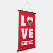Love Cymru Am Byth Wales Flag Welsh Roots Hangend Wandkleed (Gebogen)