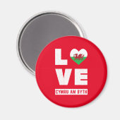 Love Cymru Am Byth Wales Flag Welsh Roots Magneet (Voorkant / Achterkant)