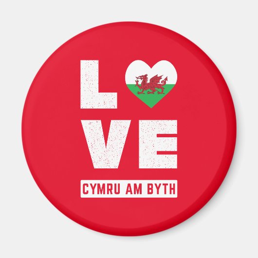 Love Cymru Am Byth Wales Flag Welsh Roots Magneet (Voorkant)