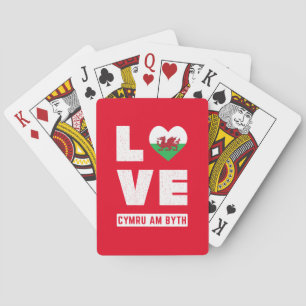 Love Cymru Am Byth Wales Flag Welsh Roots  Pokerkaarten