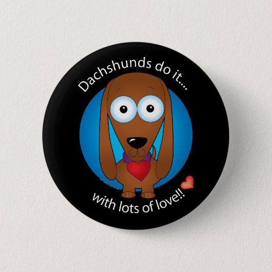 Love Dachshund 1 Ronde Button 5,7 Cm (Voorkant)