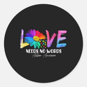 Love Daisy Autism Awareness Needs No Words Ronde Sticker