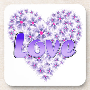 Love Daisy Heart Paarse Bier Onderzetter