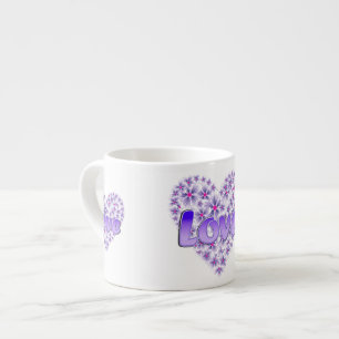 Love Daisy Heart Paarse Espresso Kop