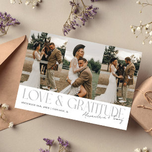 Love & Dankbaarheid Witte Trouw Multi Foto Bedankkaart