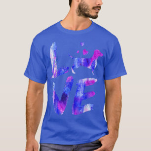 Love Daschund Doie Weiner Waterverf Blue Dog mama T-shirt