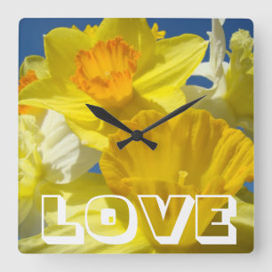LOVE decoratieve wandklokken lente narcis bloem Vierkante Klok