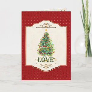 Love Décoré Noël Arbre étoile Carte de voeux