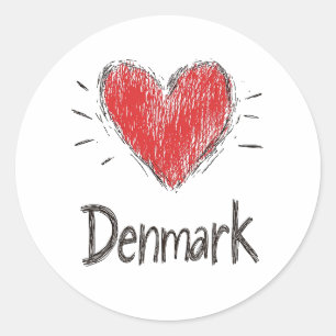 Love Denmark Ronde Sticker