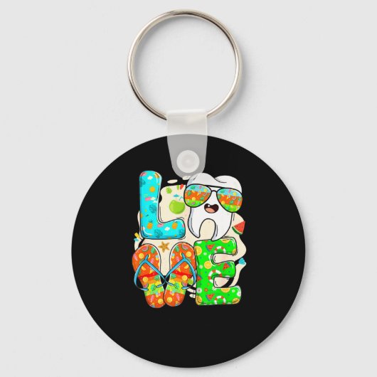 Love Dental Life Cute Tooth Flip Flops Summer Dent Sleutelhanger (Voorkant)