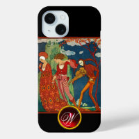 LOVE, DESIRE EN DOOD RED GEM STONE MONOGRAM