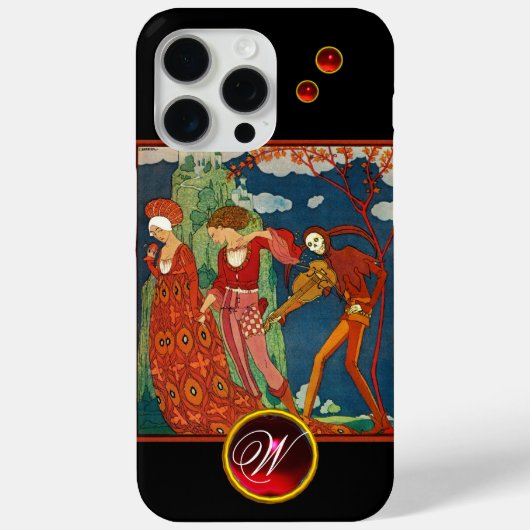 LOVE, DESIRE EN DOOD RED GEM STONE MONOGRAM Case-Mate iPhone CASE (Achterkant)