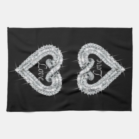 Love Diamond Heart Serviette de cuisine (Horizontal)