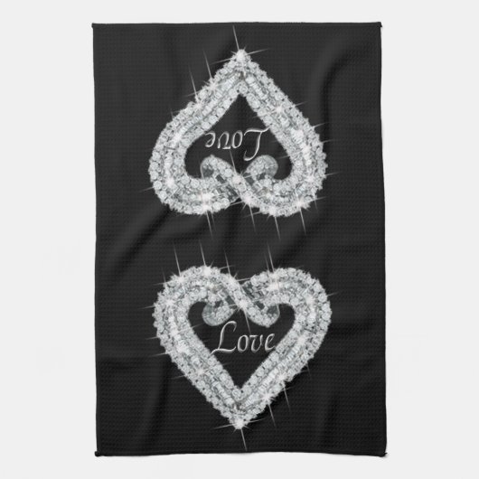 Love Diamond Heart Serviette de cuisine (Vertical)