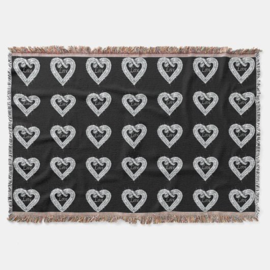 Love Diamond Heart Throw Blanket Deken (Voorkant)