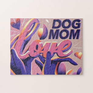 Love Dog Mum Roze Paarse Legpuzzel