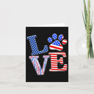 Love Dog Paw American Flag Tie Dye Hondenliefhebbe Kaart