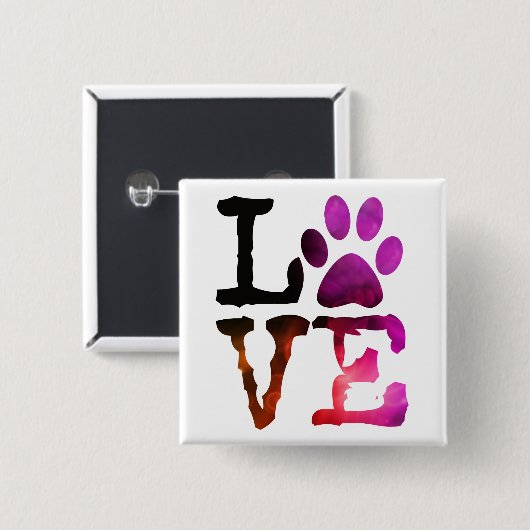 Love, Dog Paw Print Button (Voorkant /achterkant)