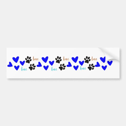 Love Dogs Hearts and Paws Bumpersticker (Voorkant)