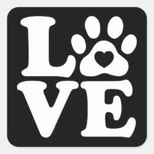 Love Dogs Paw Print Vierkante Sticker