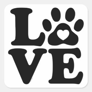 Love Dogs Paw Print Vierkante Sticker